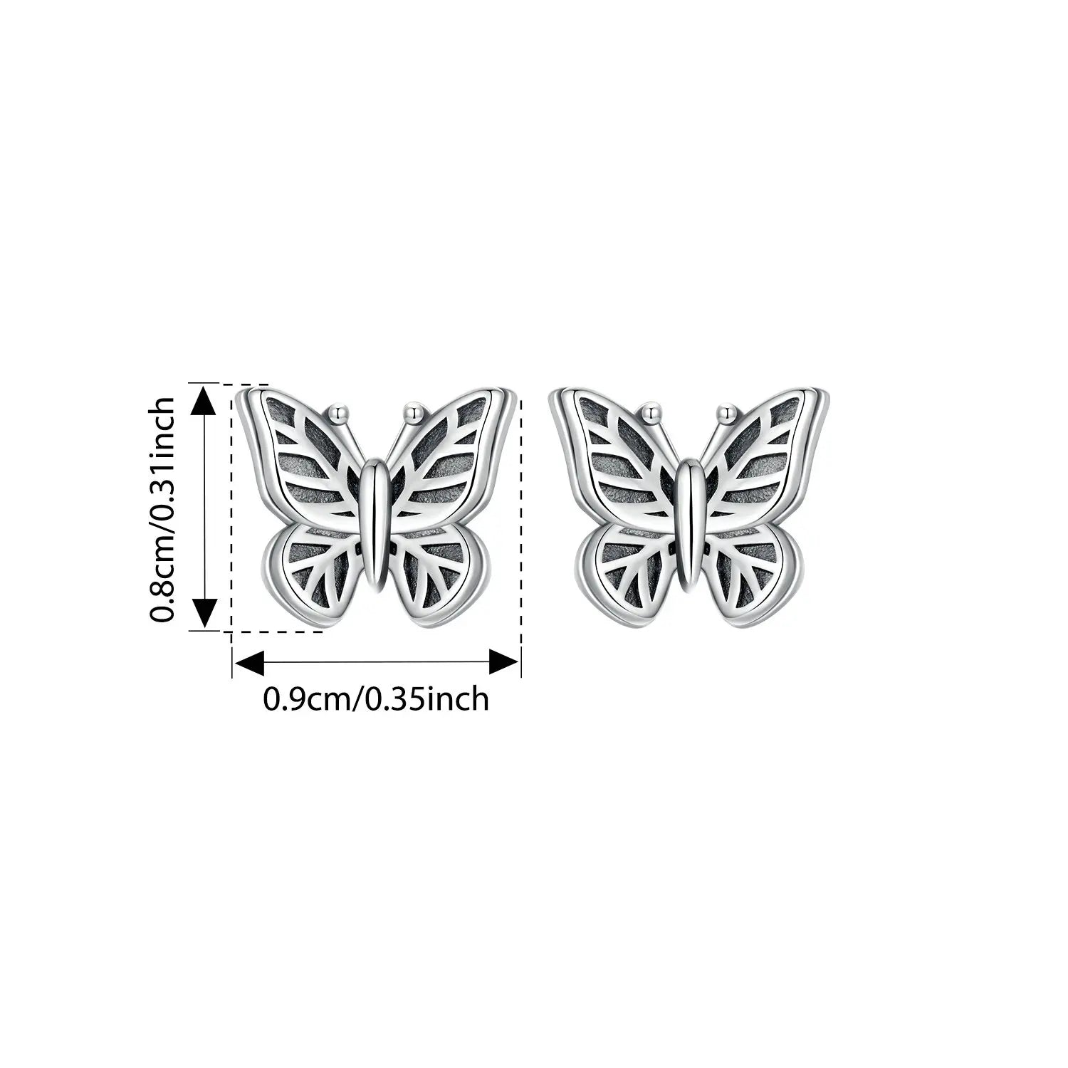 BISAER 925 Sterling Silver Hollow Butterfly Stud Earrings Retro Butterfly Hypoallergenic Stud Ear for Women Party Fine Jewelry