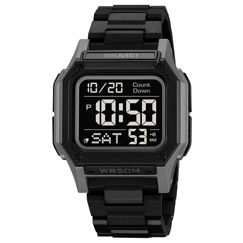 SKMEI Waterproof Sport Watch for Man Countdown Stopwatch Digital Wristwatch 2Time Fashion Mens Clock