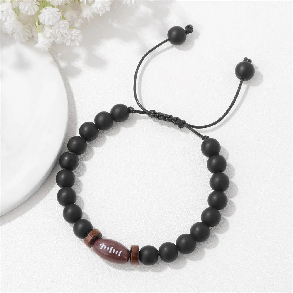 New Handmade Weaven Men Bracelet Adjustable Basketball Baseball Volleyball Rugby Sports Braclet Yoga Meditation Healing Braslet