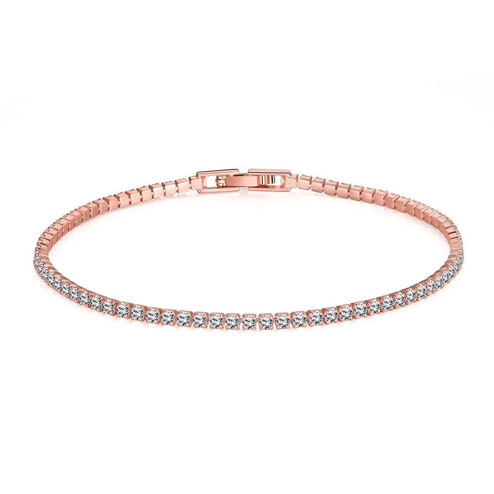 Solid Pure Silver 15/16/17/18/19/20/21 cm Tennis Bracelet Pave 3 mm Round Black Jet Zircon Elegant Real 925 Jewelry For Women