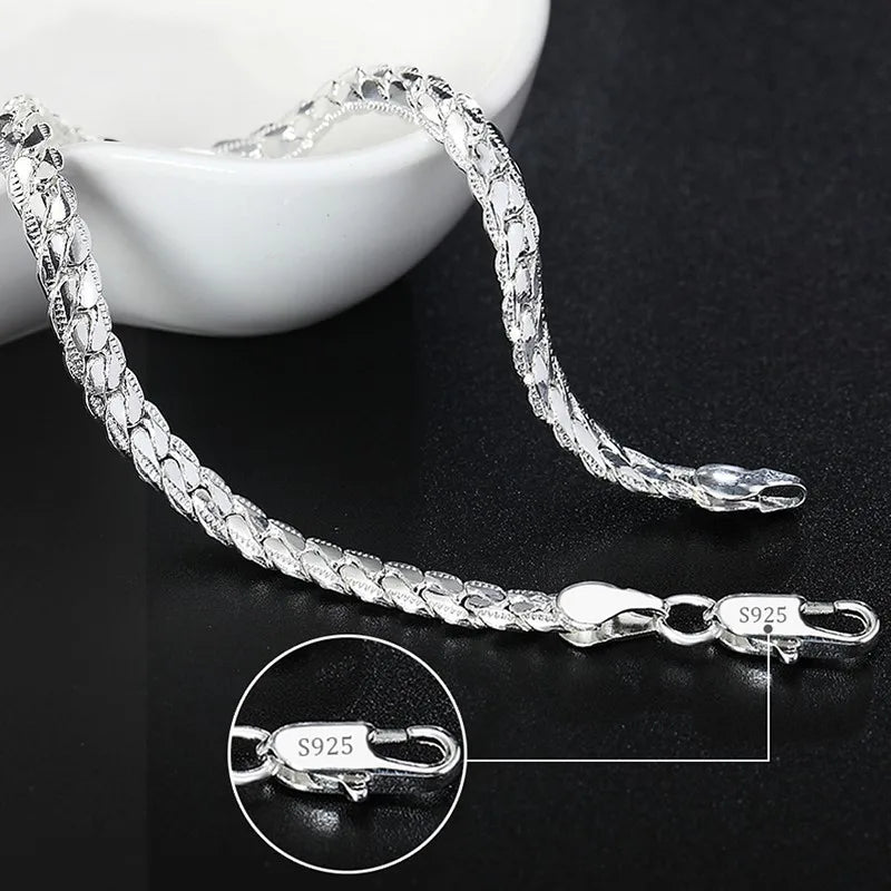 Noble 925 Sterling Silver Square Solid Chain Bracelet for Women Men Charm Party Gift Wedding Fashion Jewelry - Madeinsea©