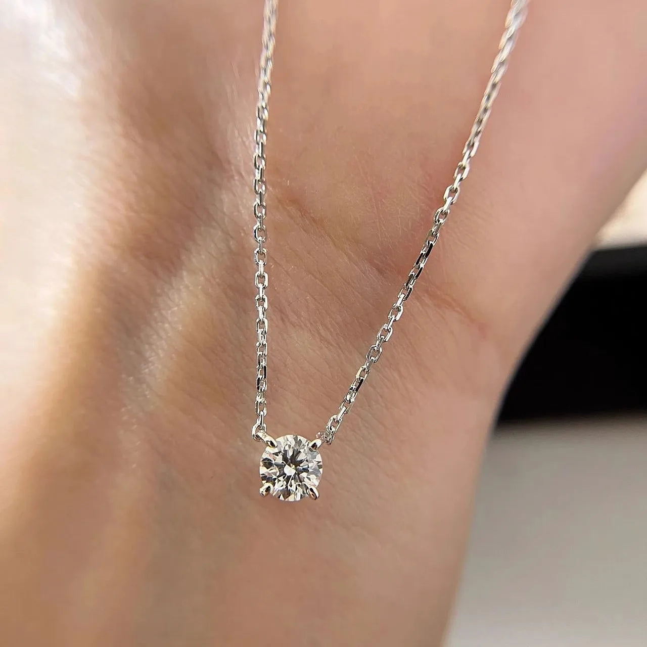 Mini 3mm/4mm GRA D Moissanite Real 925 Sterling Silver Solita Pendant Necklace Female Clavicle Necklaces Wedding Party Jewelry - Madeinsea©