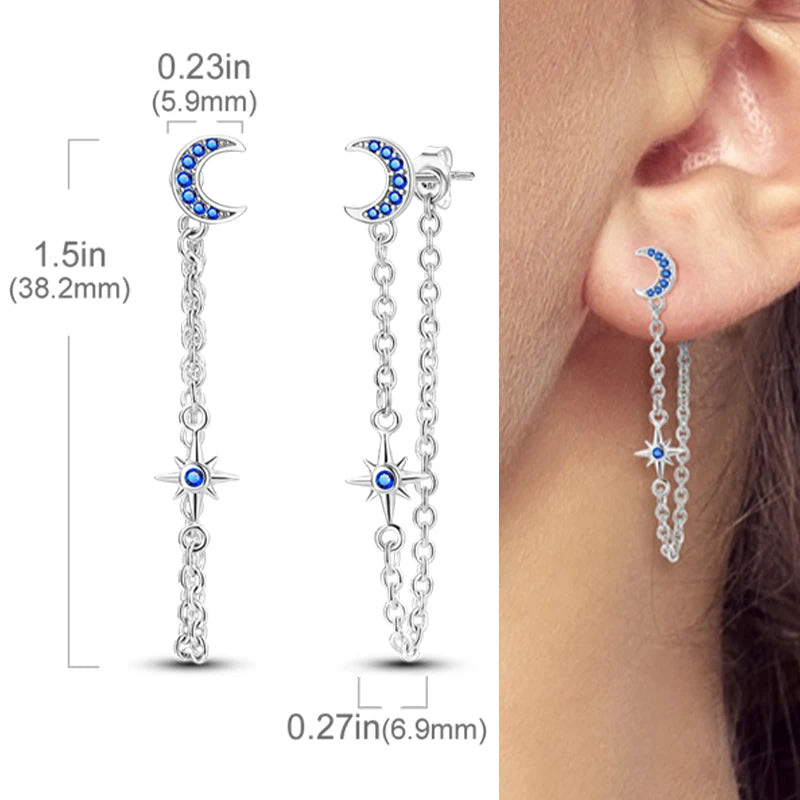 Earrings 925 Sterling Silver Stud Earrings Unicorn Star Zircon Stud Hoop Earrings For Women Girls Lovely Fashion Jewelry Gift