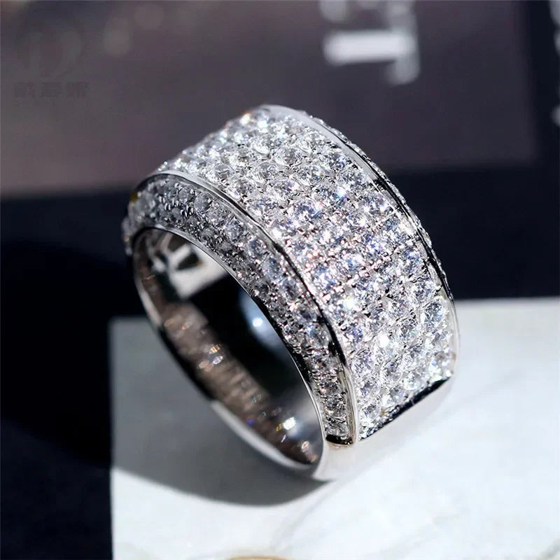 Vintage Diamond 18K White Gold Ring Gemstone Wedding for Women Pure Topaz Bague Anel Jewelry Anillos De Bizuteria Gemstone