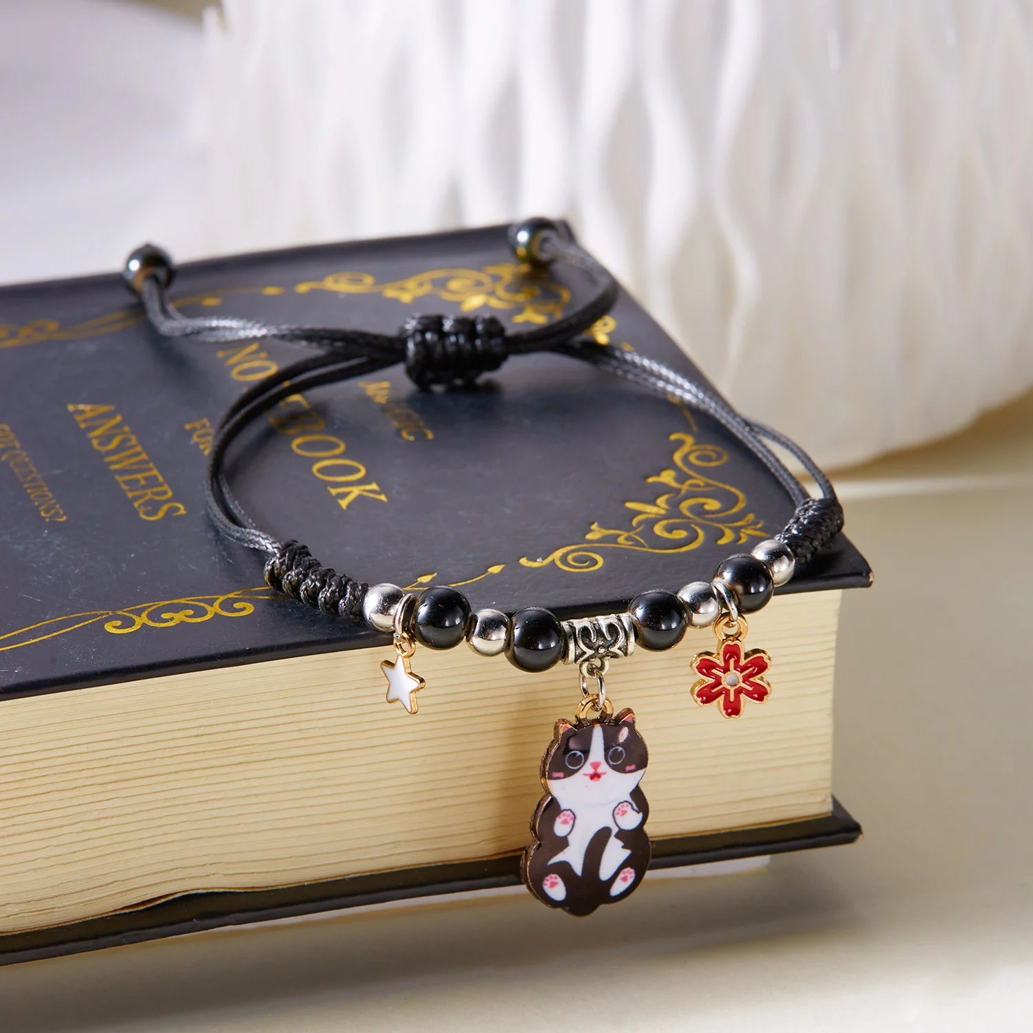 Handmade Cute Cartoon Cat Bracelets For Women Cute Flower Star Kitten Ceramic Beads Adjustable Bracelet Friendship Jewelry Gifts