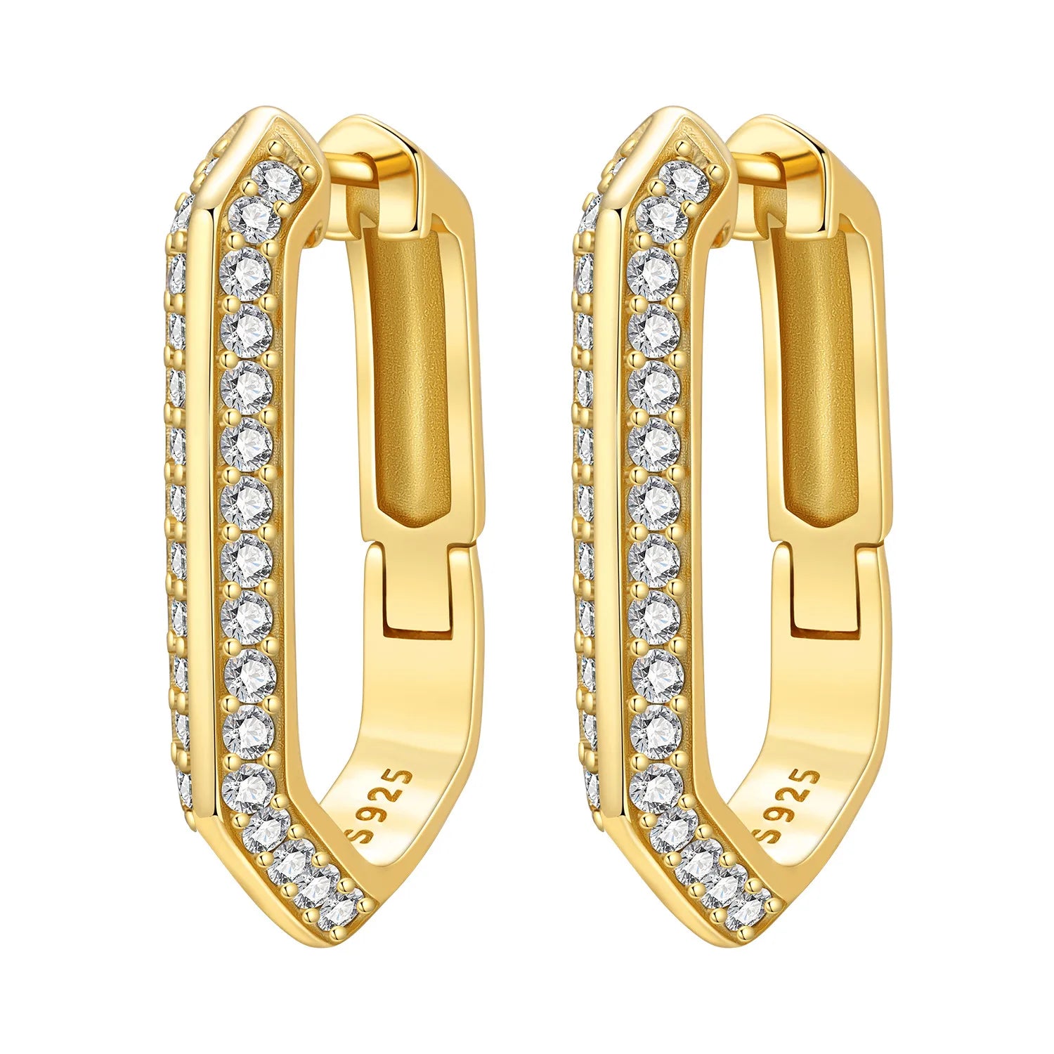 PANPOKI 925 Sterling Silver Golden Geometric Simplicity Earrings Silver Hoop Earrings For Women Jewelry Original Party Gifts