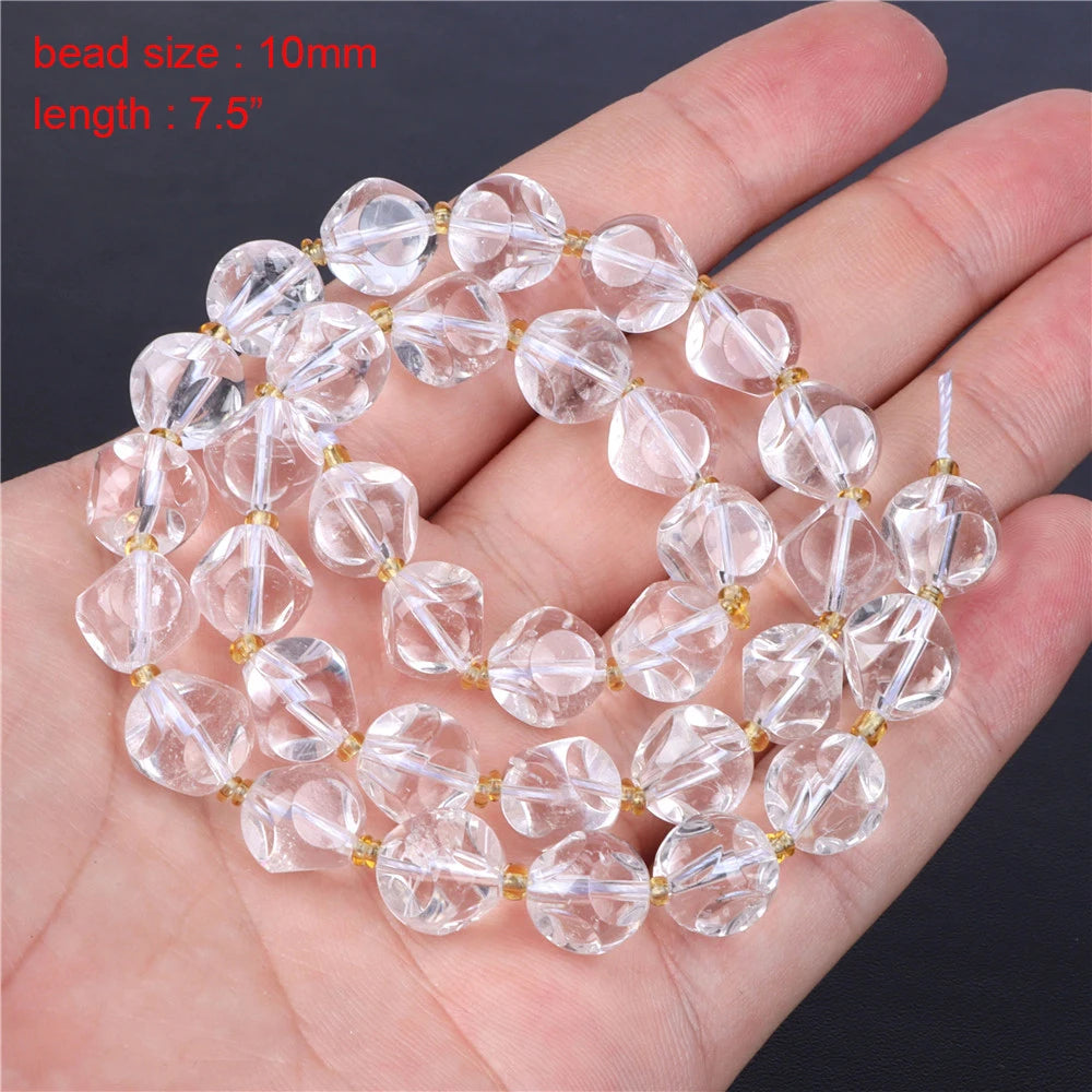 New Natural Stone Bead Clear Quartz Crystal Smooth Matte Faceted Spacer Beads DIY Handmade Bracelet Earrings For Jewelry Making
