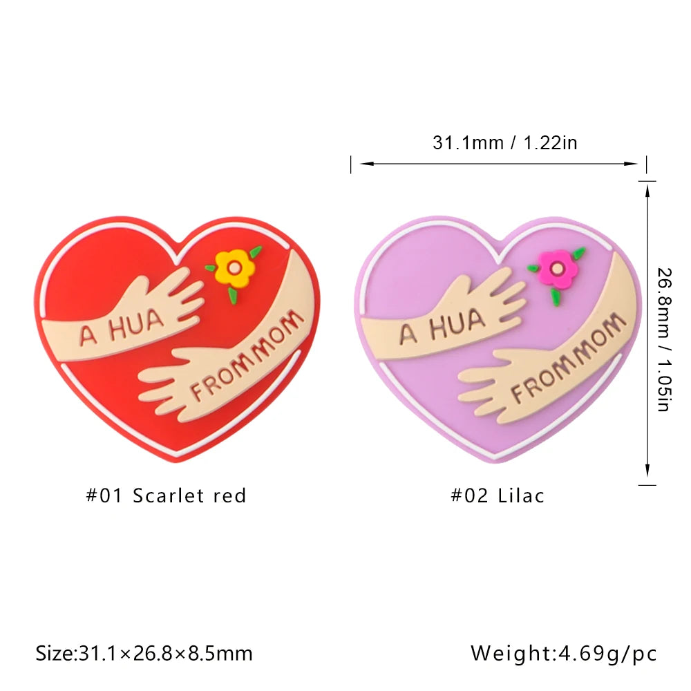 Lot de 5 ou 10 perles en silicone MOM pour la fabrication de bijoux, colliers, bracelets, accessoires de bijouterie