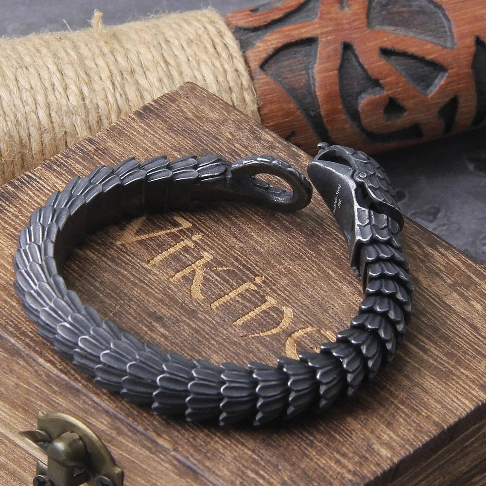 316L Stainless Steel Black Snake Chain Bracelet for Men - Madeinsea©