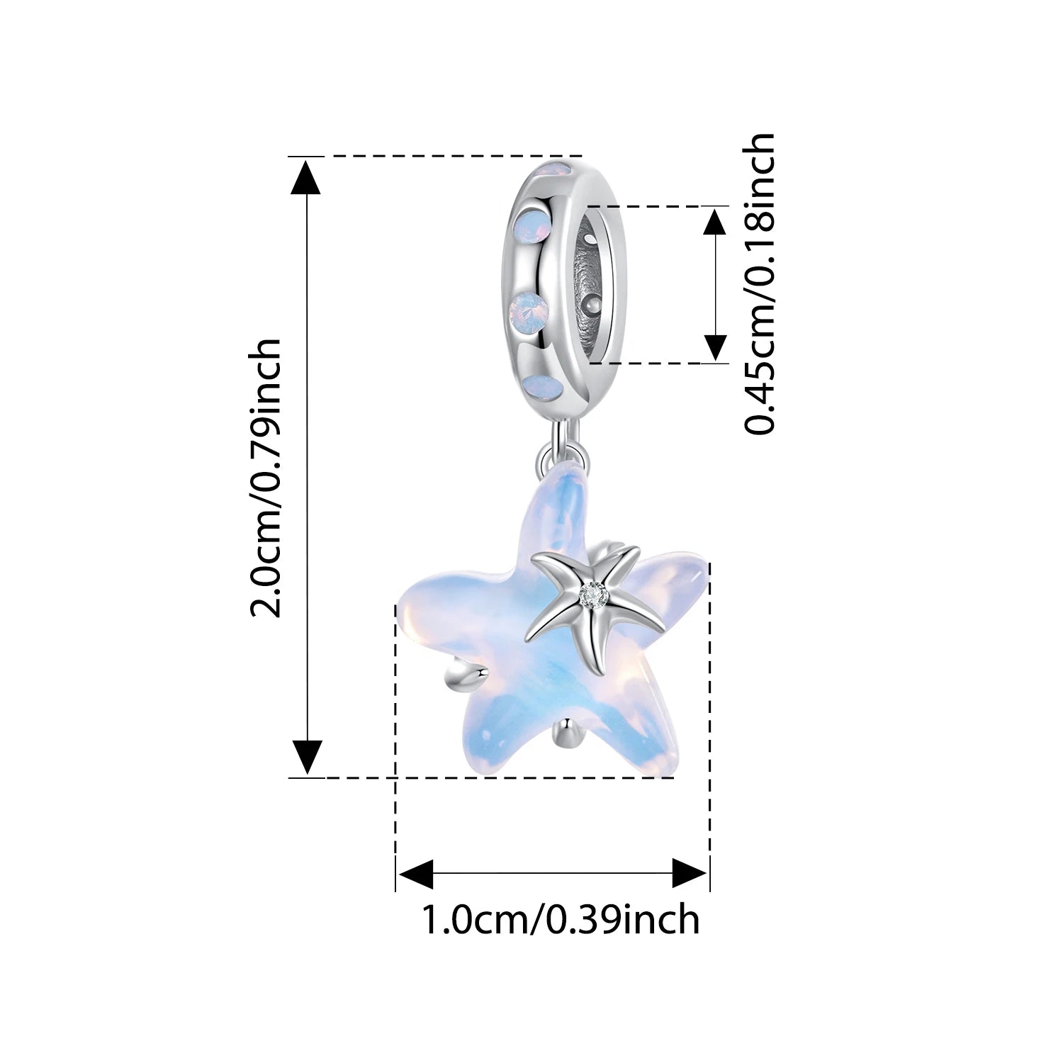 BISAER 925 Sterling Silver Blue Ocean Charm Bead Shell Starfish Turtle Pendant Fit Women DIY Bracelet Fine Jewelry Vacation Gift