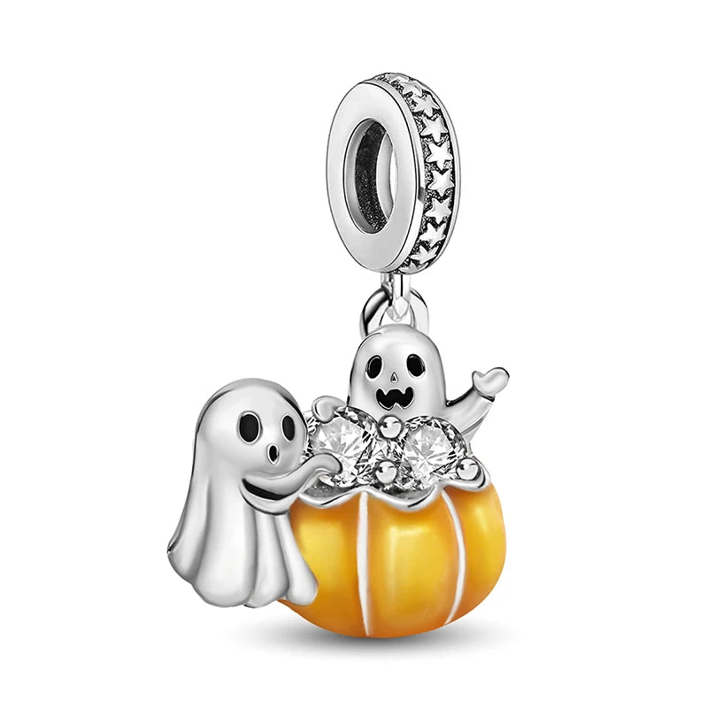 925 Sterling Silver Halloween Dark Phantom Pumpkin Devil Fit Diy Bracelet Necklace Making Gift Of High Quality Fine Jewelry