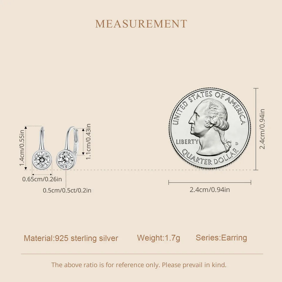 Boucles d'oreilles BISAER en argent sterling 925 avec moissanite scintillante de 0,5 ct pour femme, couleur D VVS1 EX Lab Diamond, bijoux fins de mariage