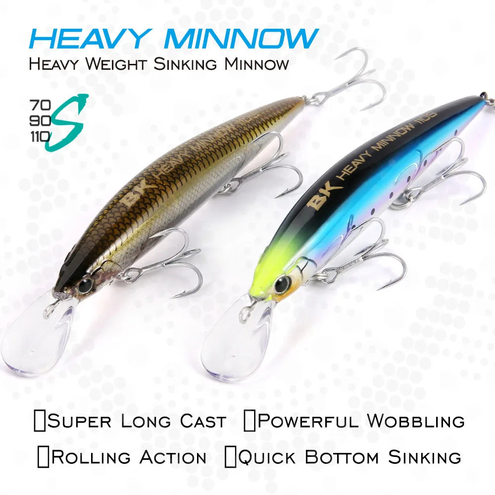 FSTK New Heavy Sinking Minnow 110S 37g 90S 28g 70S 16g Saltwater Long Casting Distance Fishing lures Sea Artificial Bait