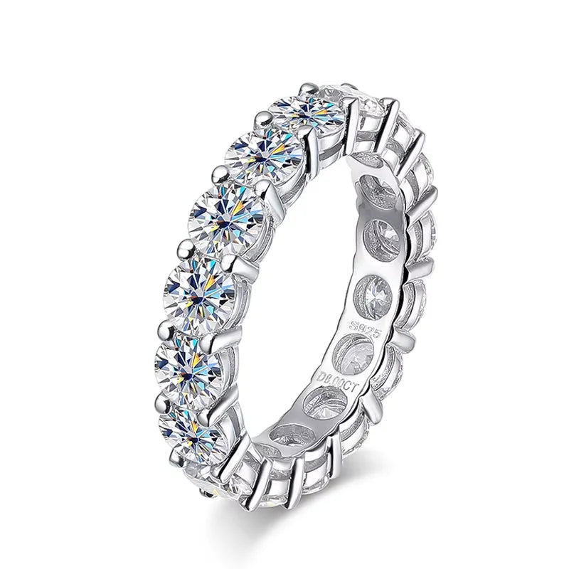 Serenity 3mm 5mm D Color All Moissanite Row Rings For Women Wedding Bridal 100% S925 Sterling Silver Plated 18K Eternity Rings - Madeinsea©