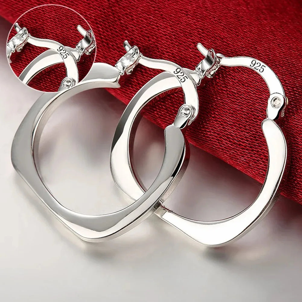 Top Quality 925 Sterling Silver Earrings Simple Round Circle Hoop Earrings For Woman Fashion Wedding Engagement Charm Jewelry - Madeinsea©
