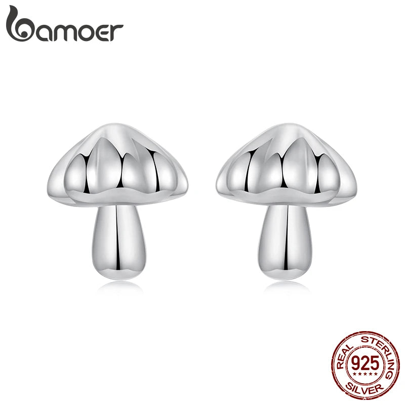 BAMOER Hypoallergene Ohrstecker im Pilz-Design aus 925er Sterlingsilber, zierliche, süße Ohrringe für Damen, SCE1818