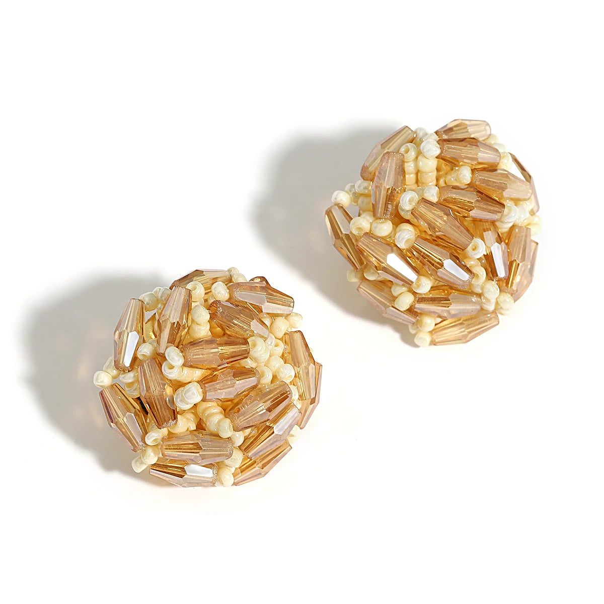 AENSOA Multicolor Crystal Seed Beads Round Stud Earrings for Women Bohemia Geometric Beaded Earrings Handmade Jewelry 2023