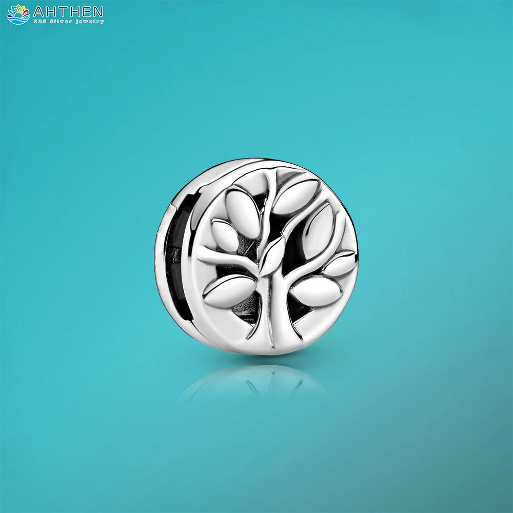 Ahthen 925 Sterling Silver Bead Silver Star Timeless Sparkle Heart Dangle Clip Charms fit Snake Chain Reflexions Bracelets