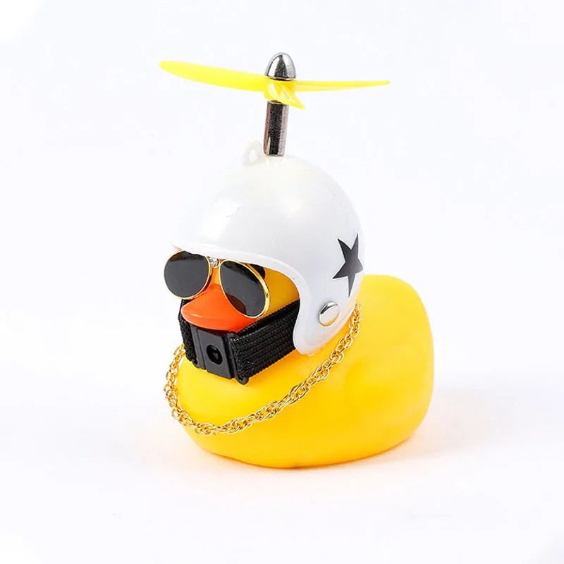 Broken Wind Rubber Duck With Helmet Pendant Black/Yellow Duck Road Bike Motor Helmet Riding Bicycle Accessories Car Decoration - Madeinsea©