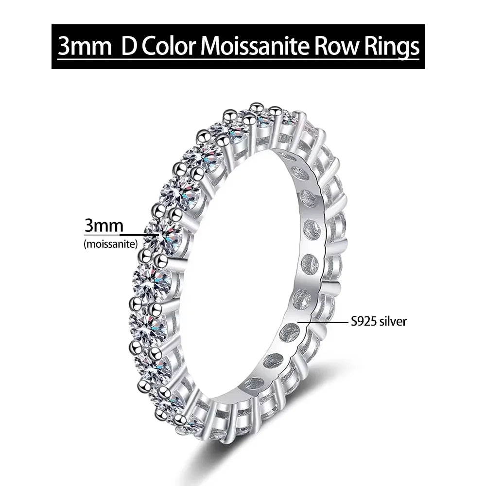 Serenity D Color Moissanite Row Rings for Women Gift 100% S925 Sterling Silver Plated 18K Sparkling Eternity Rings Fine Jewelry - Madeinsea©