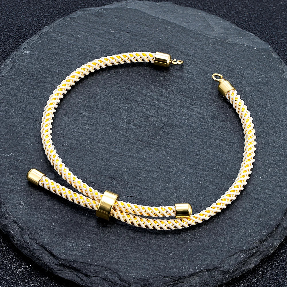 MKENDN Adjustable Rope Cord Sliding Bracelet with Slider Silk Cord Bracelet  Braided Rope Bracelet 3mm String Bracelet for Bead