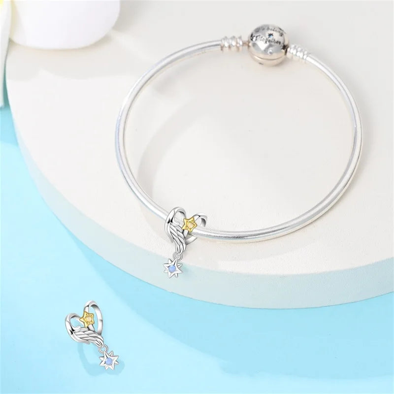 100% 925 Sterling Silver Sacred Angel Colorful Wings Life Tree Charms Beads Fit Original Bracelets DIY Jewelry For Woman Gifts