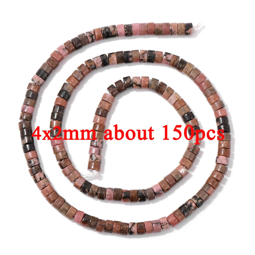 Wholesale Natural Pink Black Rhodonite Stone Beads Round Oval Rondelle Loose Spacer Gem Bead For Jewelry Making DIY Accessories