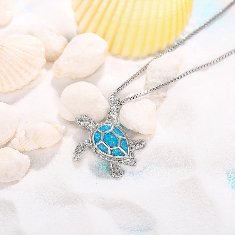 Huitan Cute Turtle Pendant Box Necklace Lovely Trendy Aesthetic Exquisite Accessories for Women Delicate Sweet Animals Jewelry