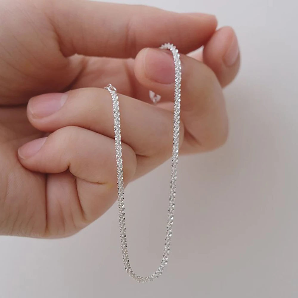 Serenity Real 925 Sterling Silver Versatile Clavicle Chain Accessories Internet Celebrity Sparkling Necklace For Women Lady Gift - Madeinsea©