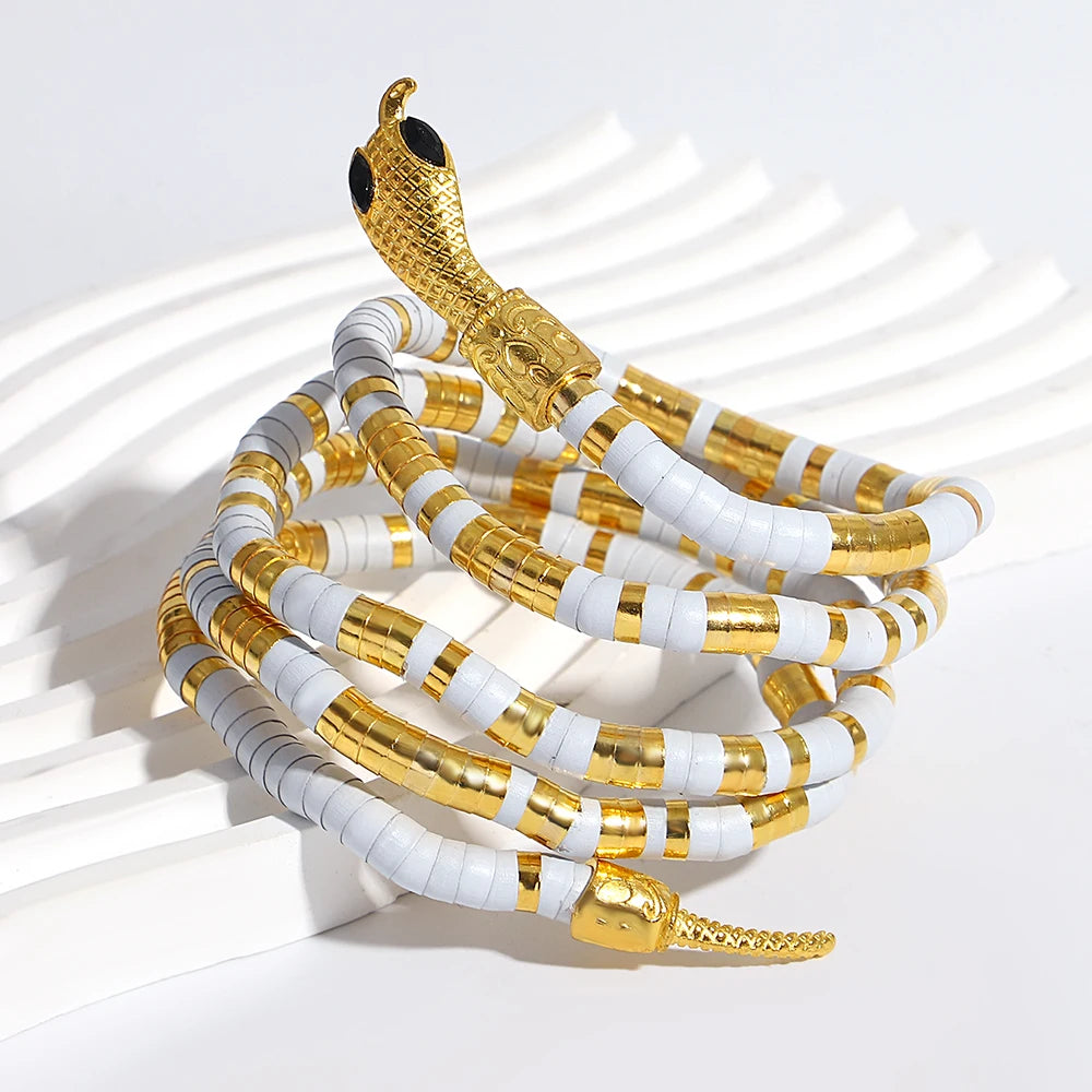 AENSOA Colorful Creative Bendable Snake Bracelet for Women Personalized Multi Use Necklace Choker Arm cuff  Adjustable Jewelry