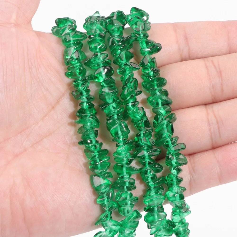 5-8MM Colorful Irregular Glass Beads Dyed Transparent Crystal Chips Beads Fit DIY Women Jewelry Bracelet Necklace Earring