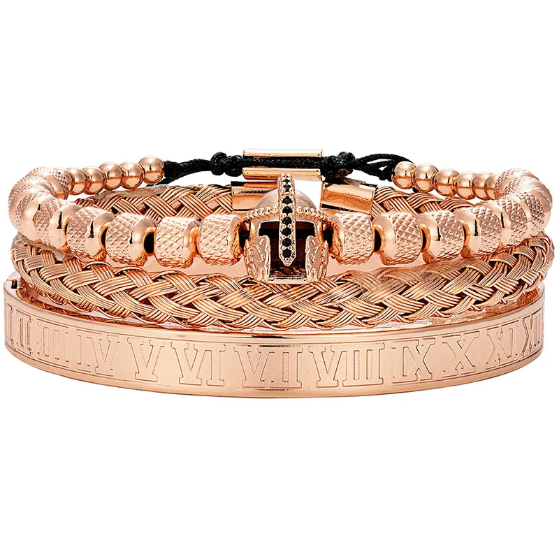 Luxury Roman Royal Knight's Helmet Charm Bracelet Men Stainless Steel Geometry Pulseiras Men Open Adjustable Bracelets Gifts