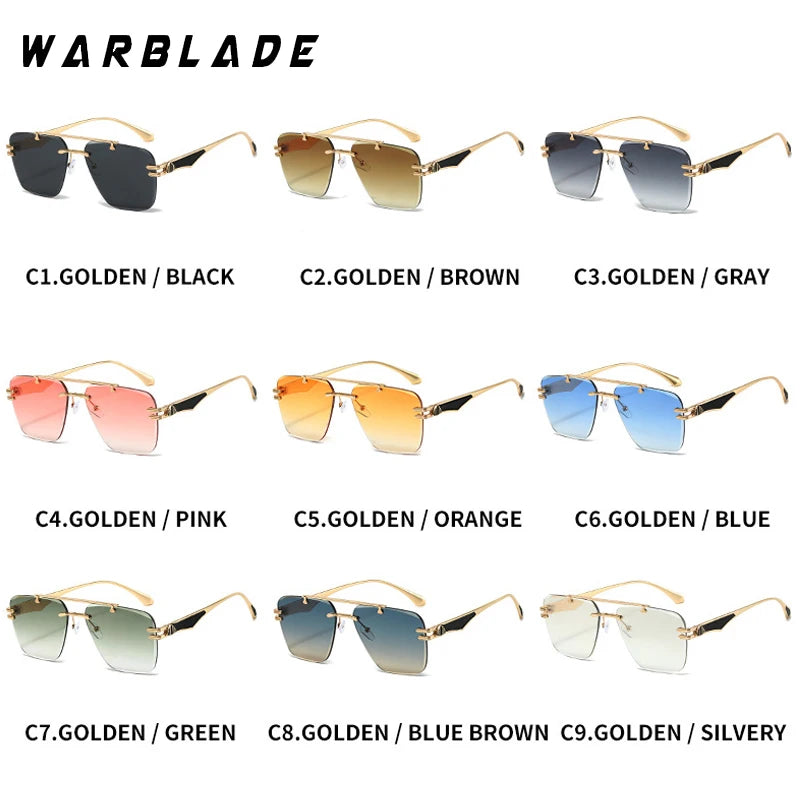 2025 INS Popular Rimless Pilot Sunglasses Men Women Square Shades Retro Brand Female Sun Glasses Vintage Fashion Oculos De Sol