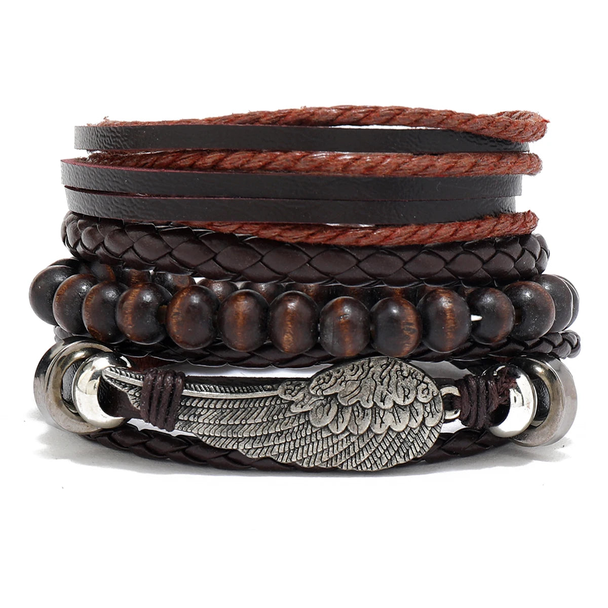 Wholesale Best-selling Multi-layer Buddha Bead Beaded Bracelets Men's Retro Style Multi-layer Elastic Thread Adjustable Wooden