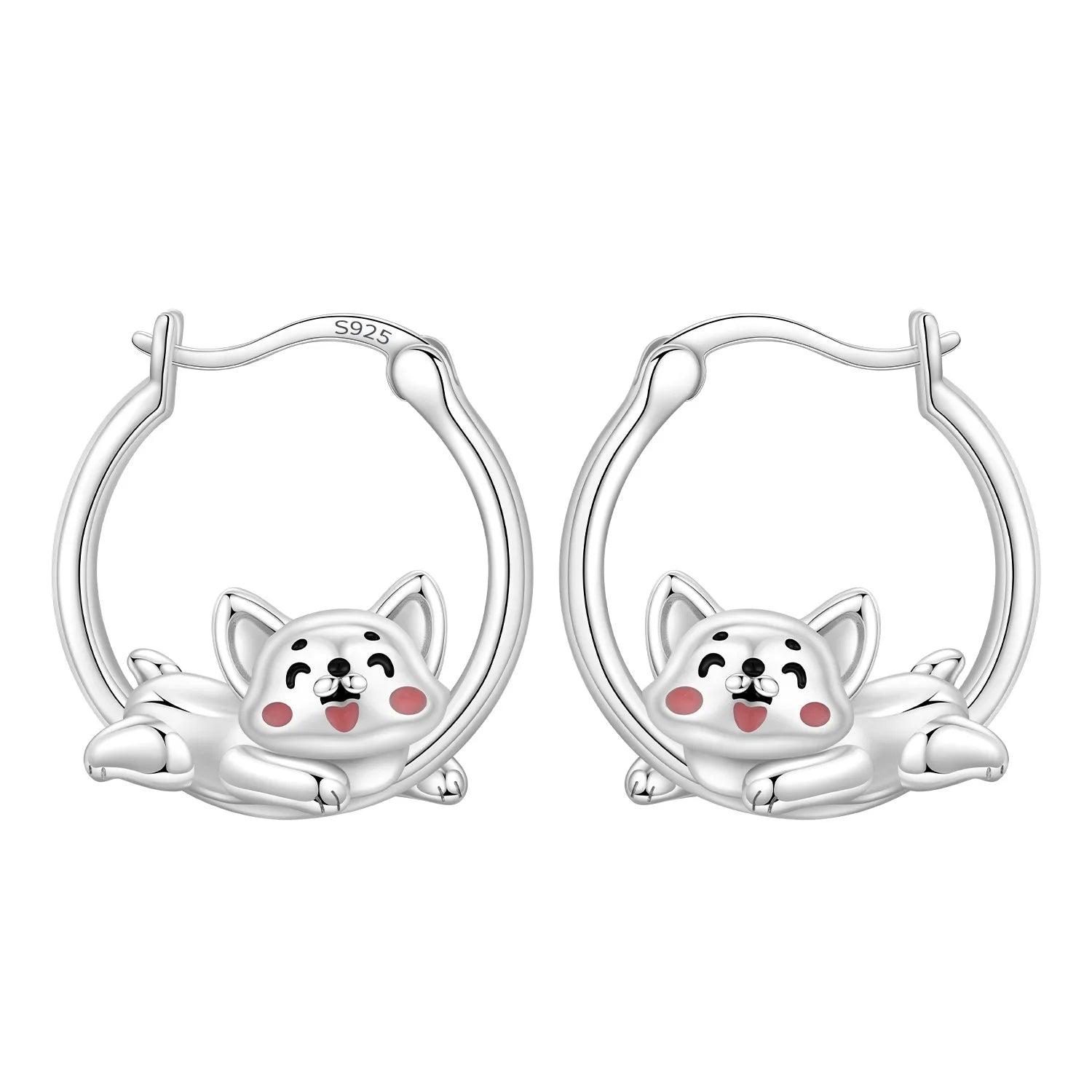 PANPOKI S925 Sterling Silver Cute Panda Animals Earrings Hoop Earrings For Women Jewelry Original Party Trendy Gifts