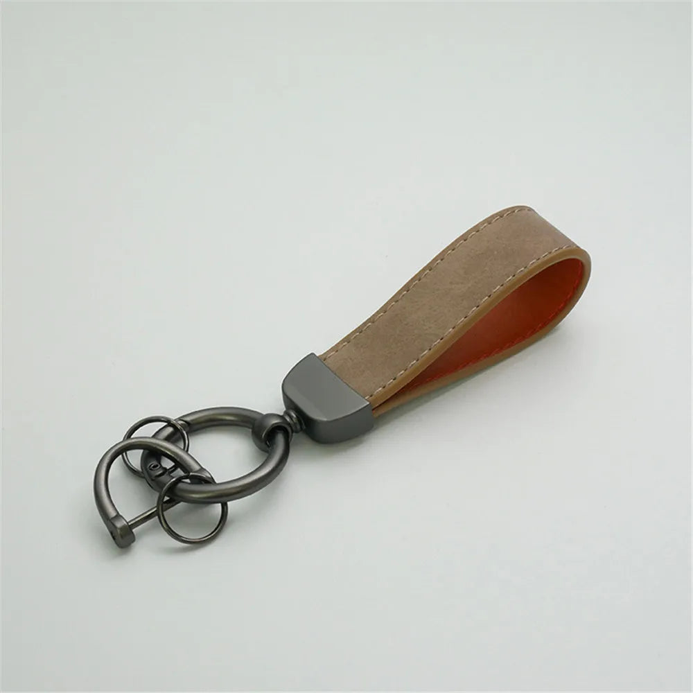 MKENDN Simple PU Leather Keychain Women Men Car Key Ring Chain Holder Key Strap Waist Wallet Keyring Business Party Jewelry Gift