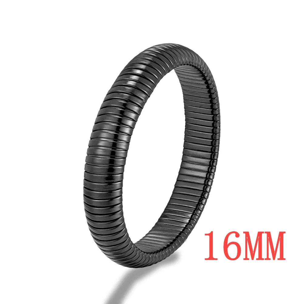 MKENDN Fashion Women Antique Original Design Bracelet Wide And Narrow Elastic Bracelet Ladies Stainless Steel Trendy Bracelet