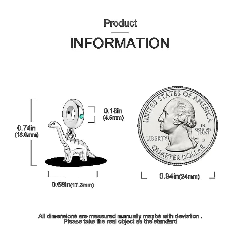 925 Sterling Silver Jurassic T-Rex Flying Dragon Charm Pendant Beads Fit 925 Original Bracelet for Women Jewelry Making