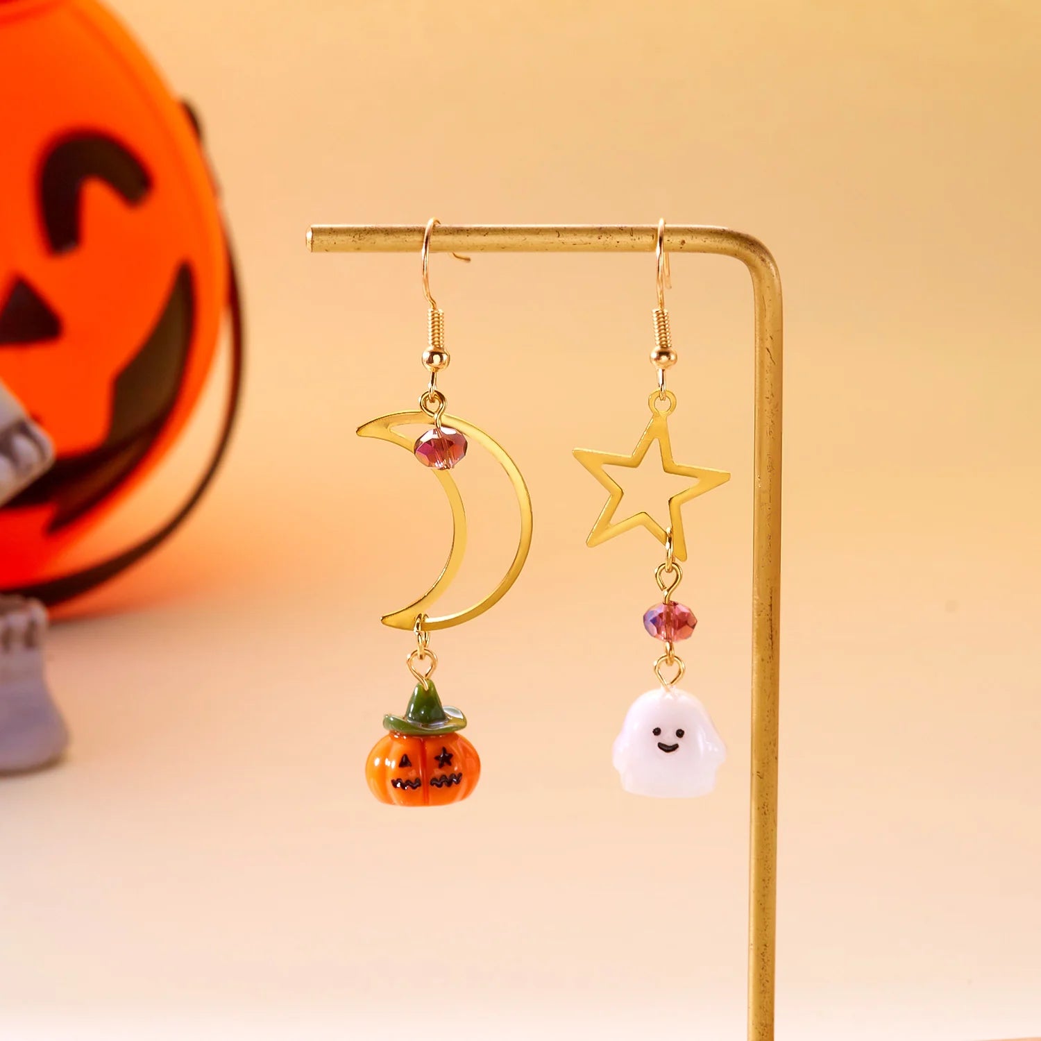 Cute Cartoon Cat Pumpkin Earrings For Women Funny Black White Kitten Fishbone Bowknot Dangle Earring Girls Christmas Party Gifts