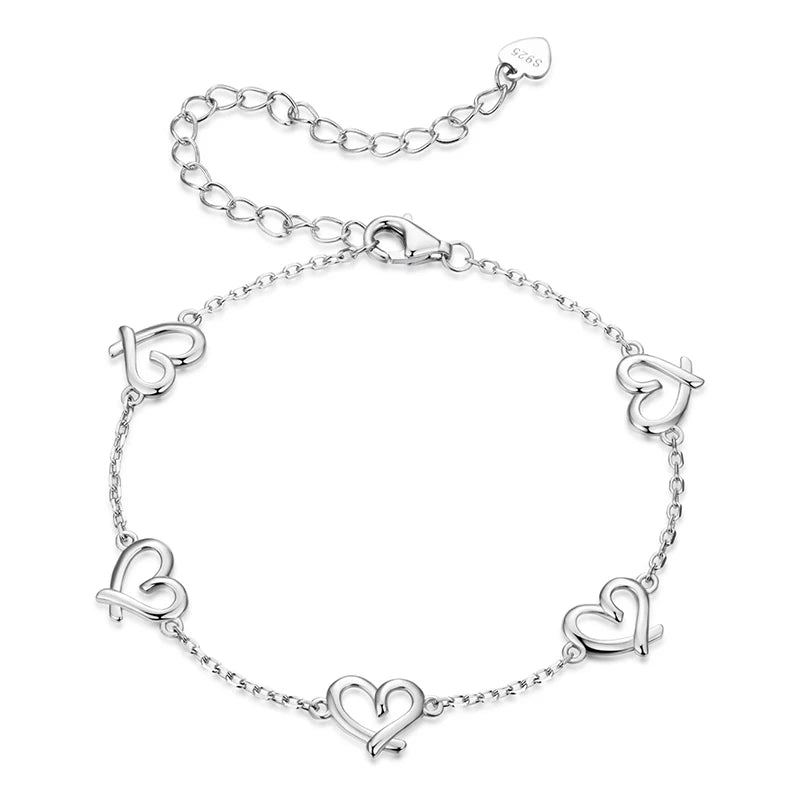 WOSTU Christmas Snowflake Bracelet For Women, 925 Silver Sparkling Zirconia Adjustable Chain Links Dainty Winter Jewelry Gift