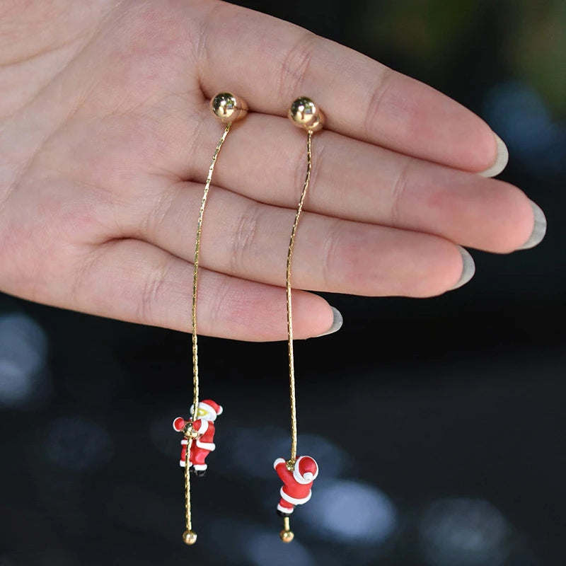 Cute Christmas Elk Dangle Earrings For Women Xmas Deer Butterfly Knot Pearl Zircon Earring Girl Christmas New Year Jewelry Gifts - Madeinsea©