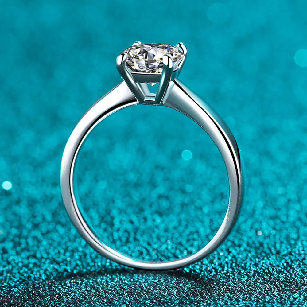 KNOBSPIN D VVS1 Moissanite Rings for Women Man 4 Prong Solitiare Engagement Wedding Diamond Ring with GRA Certified s925 Sliver