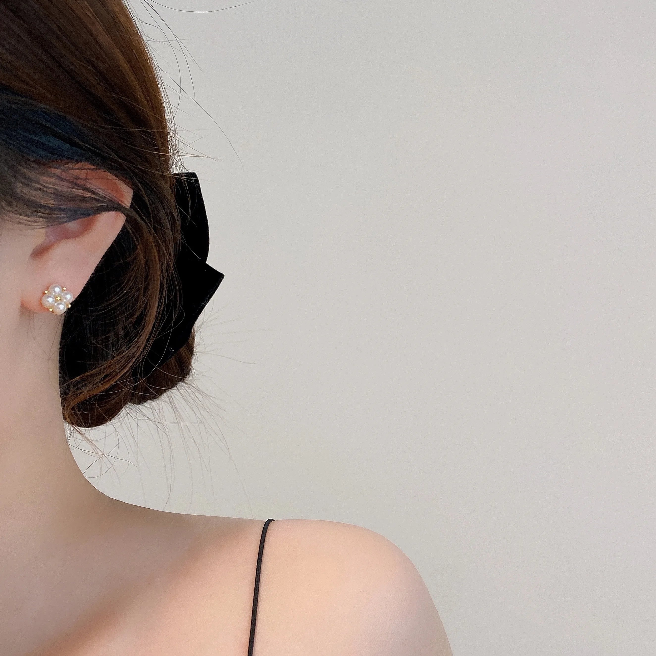 925 Sterling Silber Vier Perlen Ohrring für Frauen Französisch Temperament Exquisite Hochzeit Party Schmuck Zubehör