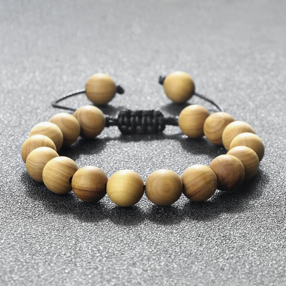 High Quality Cliff Cypress Wooden Beads Bracelets Women Men Meditation Handmade Stretch Bracelets Healing Yoga Jewelry 6/8/10mm