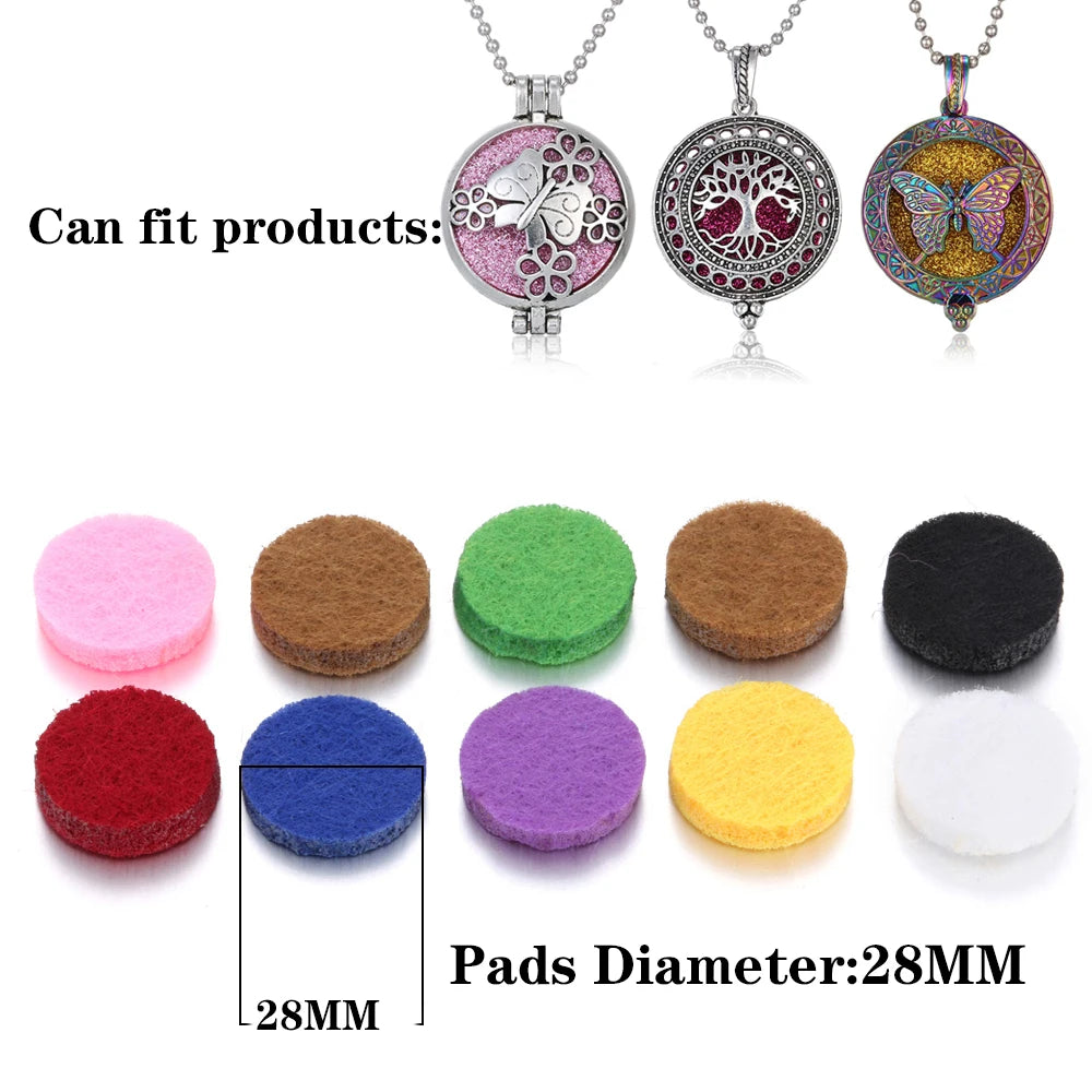 100PCS Wholesale Aromatherapy Pads for Necklace Bracelet 25mm 30mm Mixed Colorful Spacers Round Diffuser Thick Felt Refill Pads