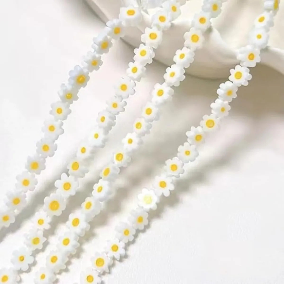 4-8mm Flower Lampwork Glass Flat Beads Daisy Spacer Loose Beads For Jewelry Making DIY Bracelet Crafts Handmade Accessories