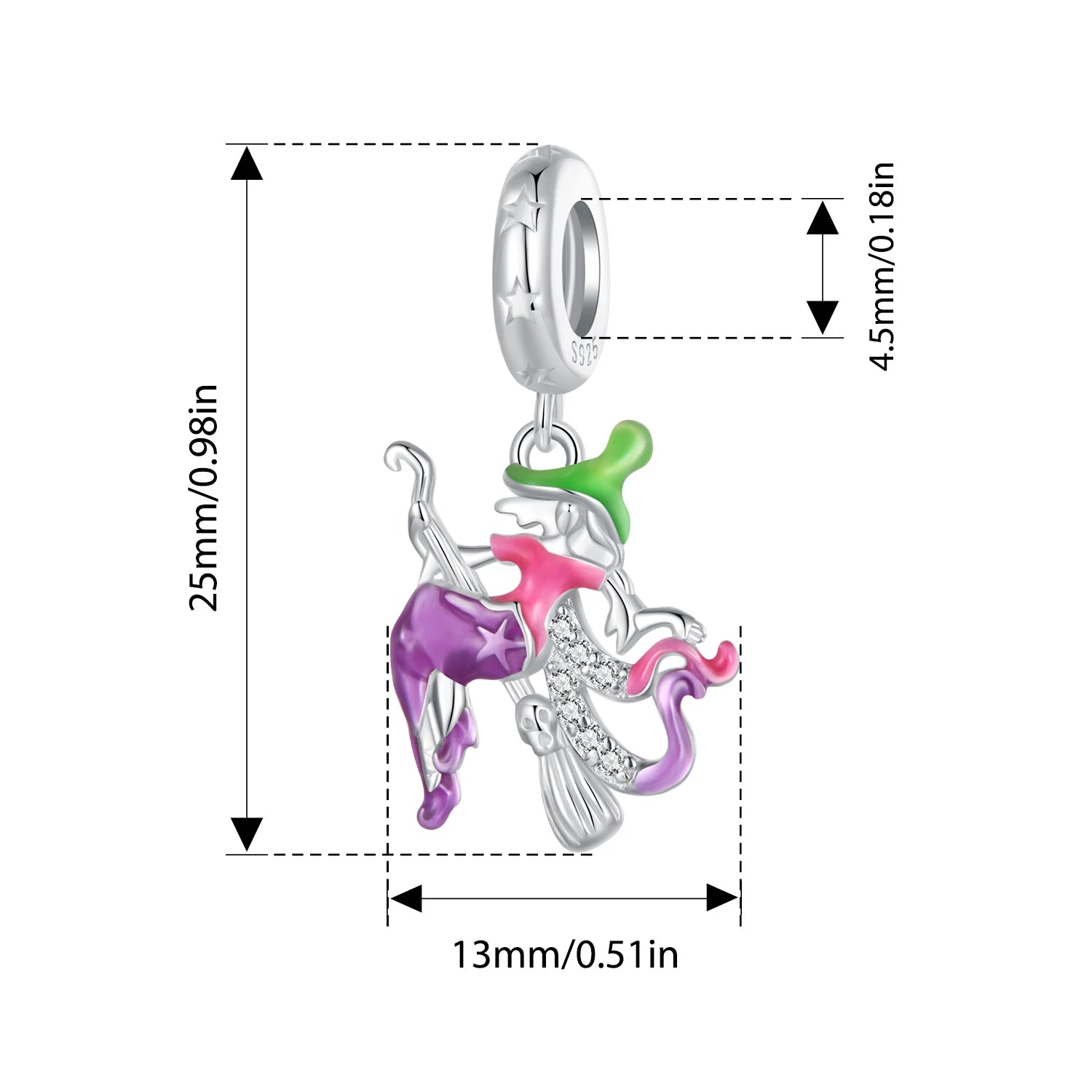 WOSTU 925 Sterling Silver Halloween Charm Skull/Pumpkin/Magic/Ghost Pendant Original Fit for Women  Bracelet DIY Fine Jewelry