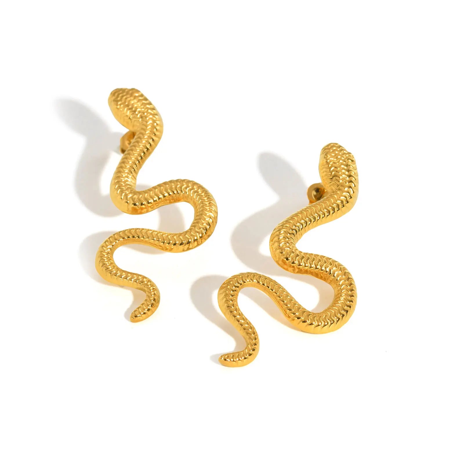 Boucles d'oreilles Vnox en acier inoxydable, style serpent, couleur or, longues et asymétriques, pour femme, bijoux d'oreilles tendance pour Halloween