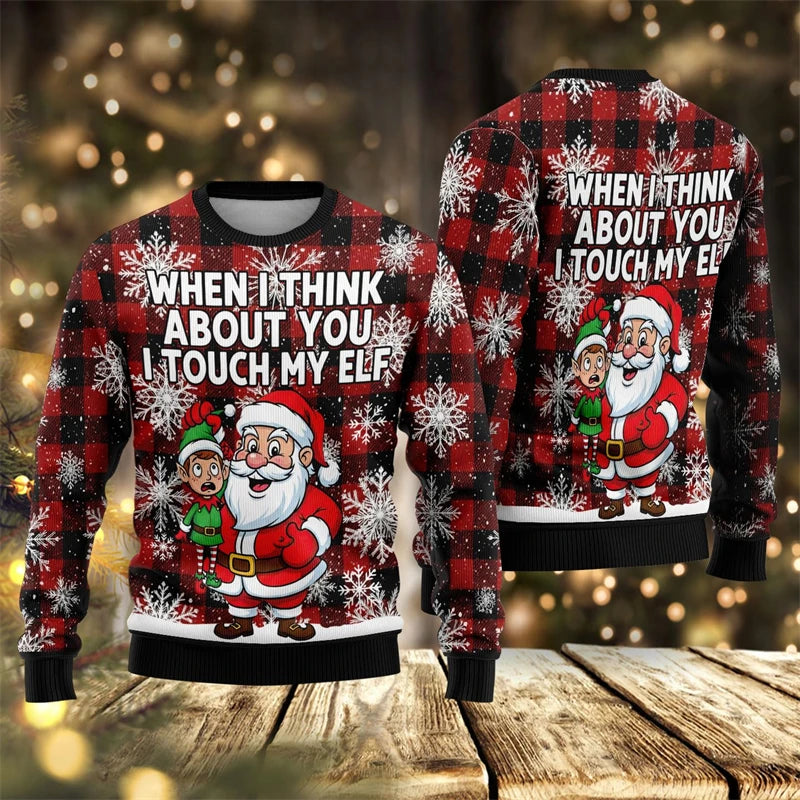2026 New Santa Claus Graphic Ugly Christmas Sweater Fashion Autumn Streetwear 3D Printed Sweatshirts Loose Breathable Pullovers