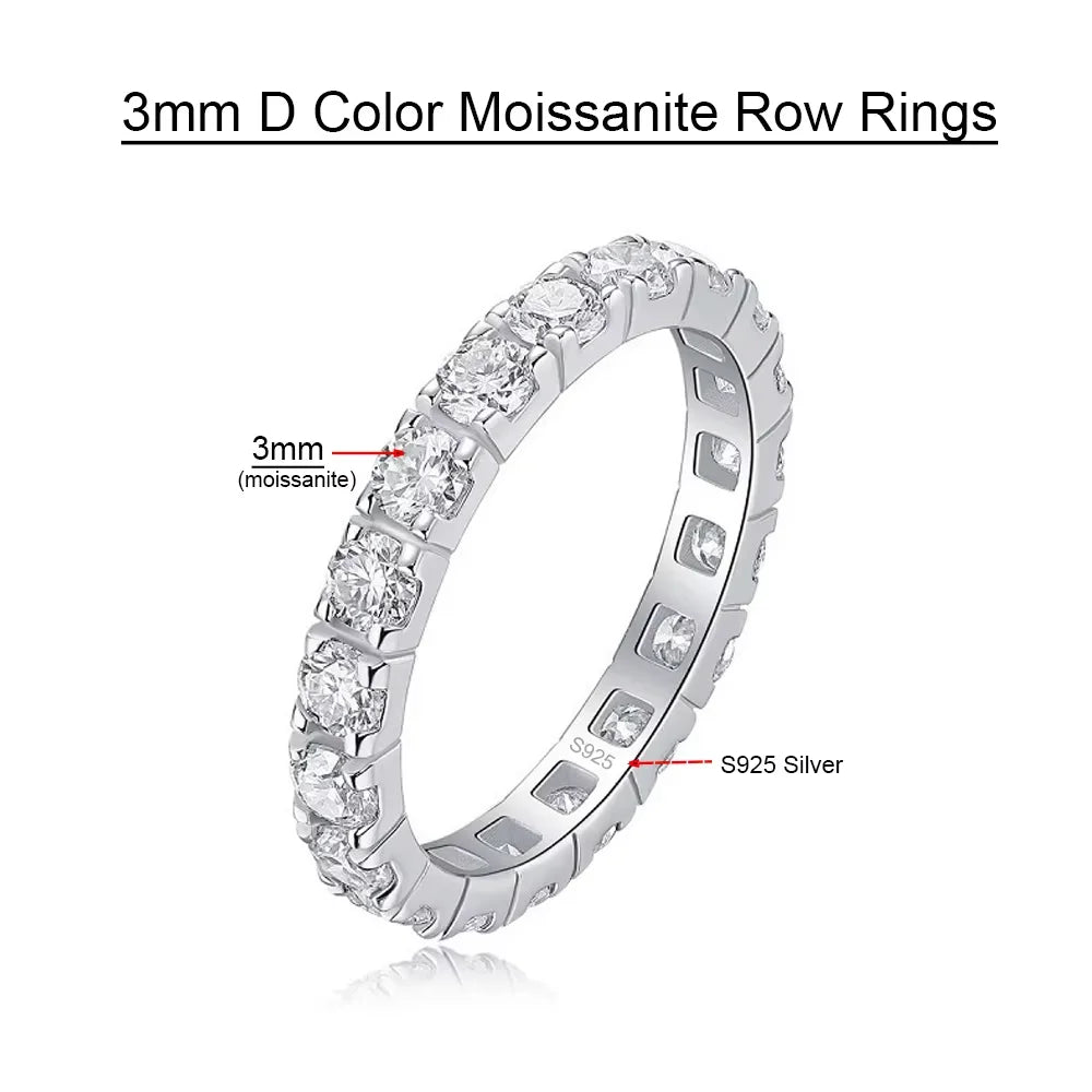 Serenity 3mm D Color Moissanite Rings Women Anniversary Gift S925 Sterling Silver Rings Sapphire Ruby Emerald Bands Fine Jewelry - Madeinsea©